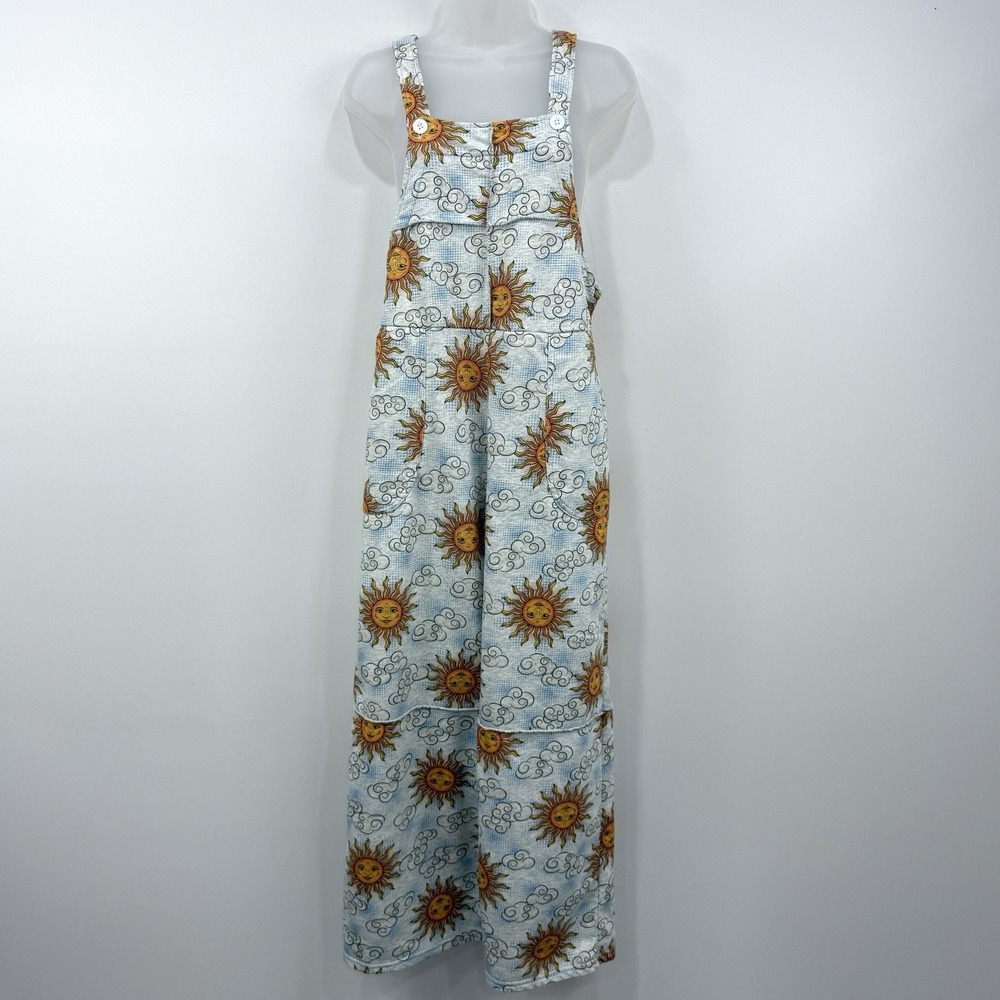 Yak & Yeti Celestial Sun Overalls S/M Boho Hippie Indie Festival Wide Leg Cloud